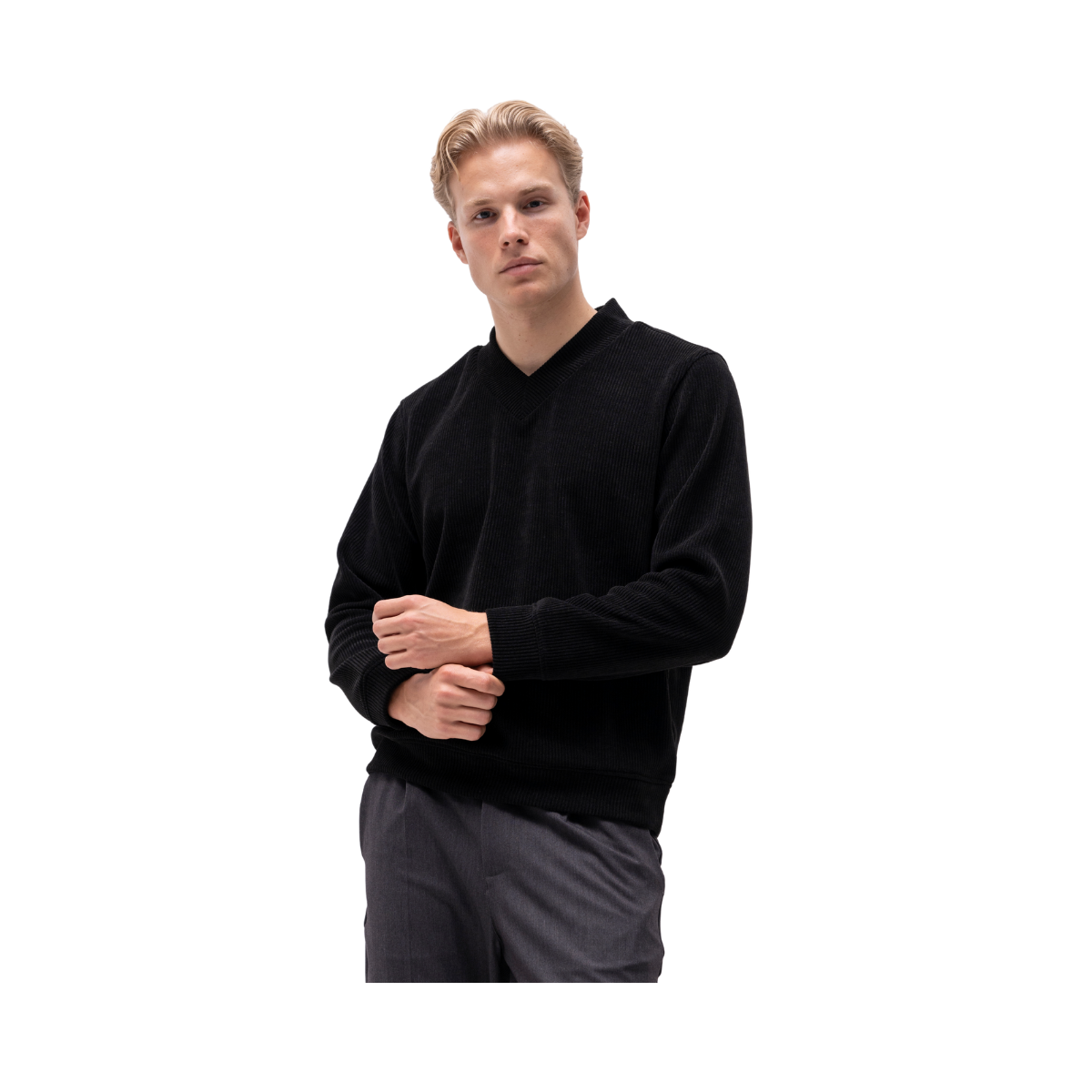 Nathan V-Neck Sweat - Black