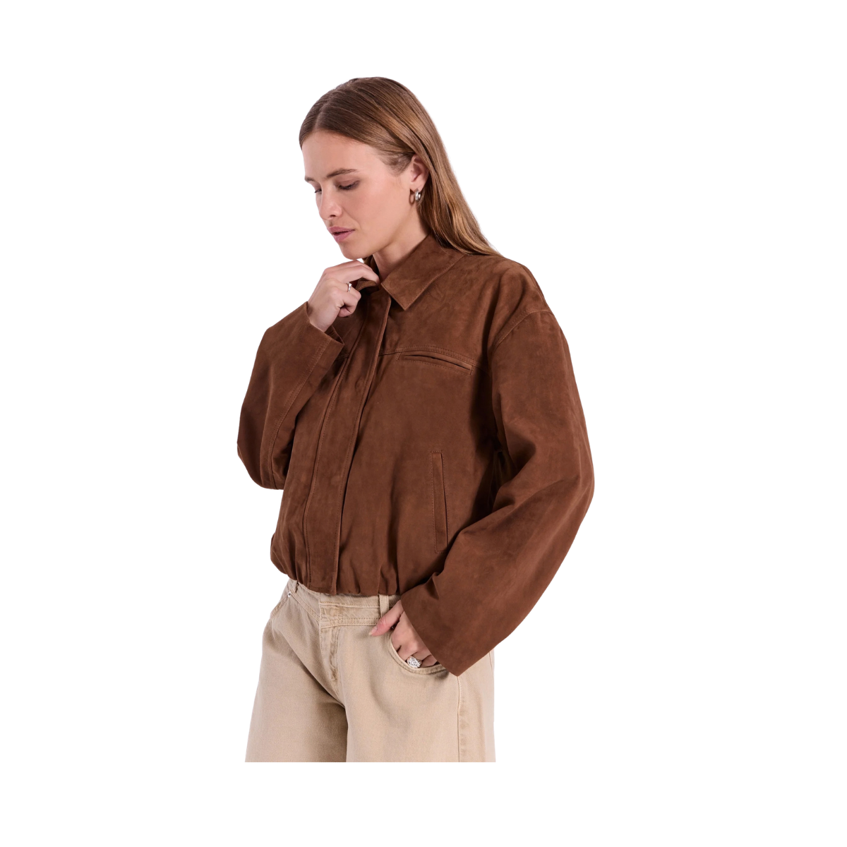 Nathalio Suede Jacket - Caramel Brown