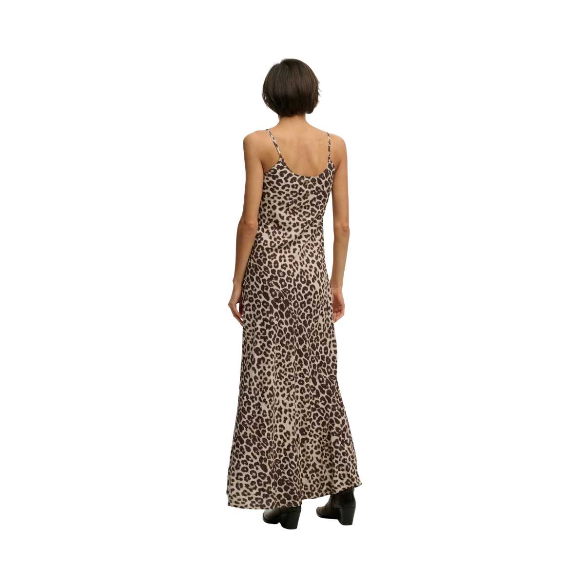 Printed Maxi Slip Dress - Brown Leopard