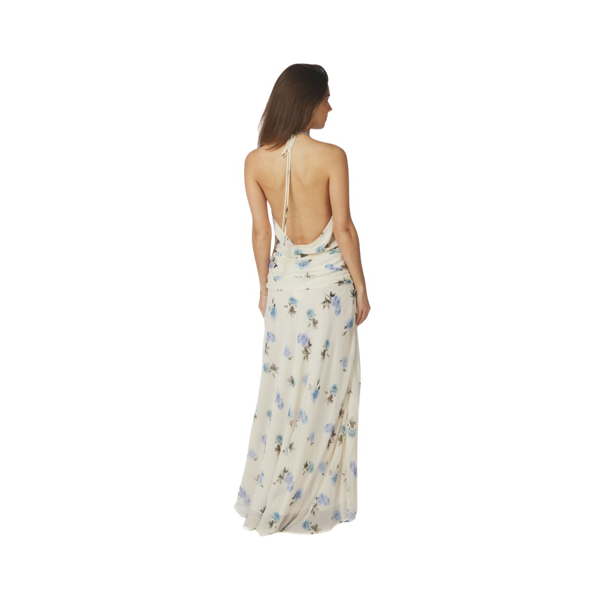 Gabina Faded Flower Dress - Light Blue Floral