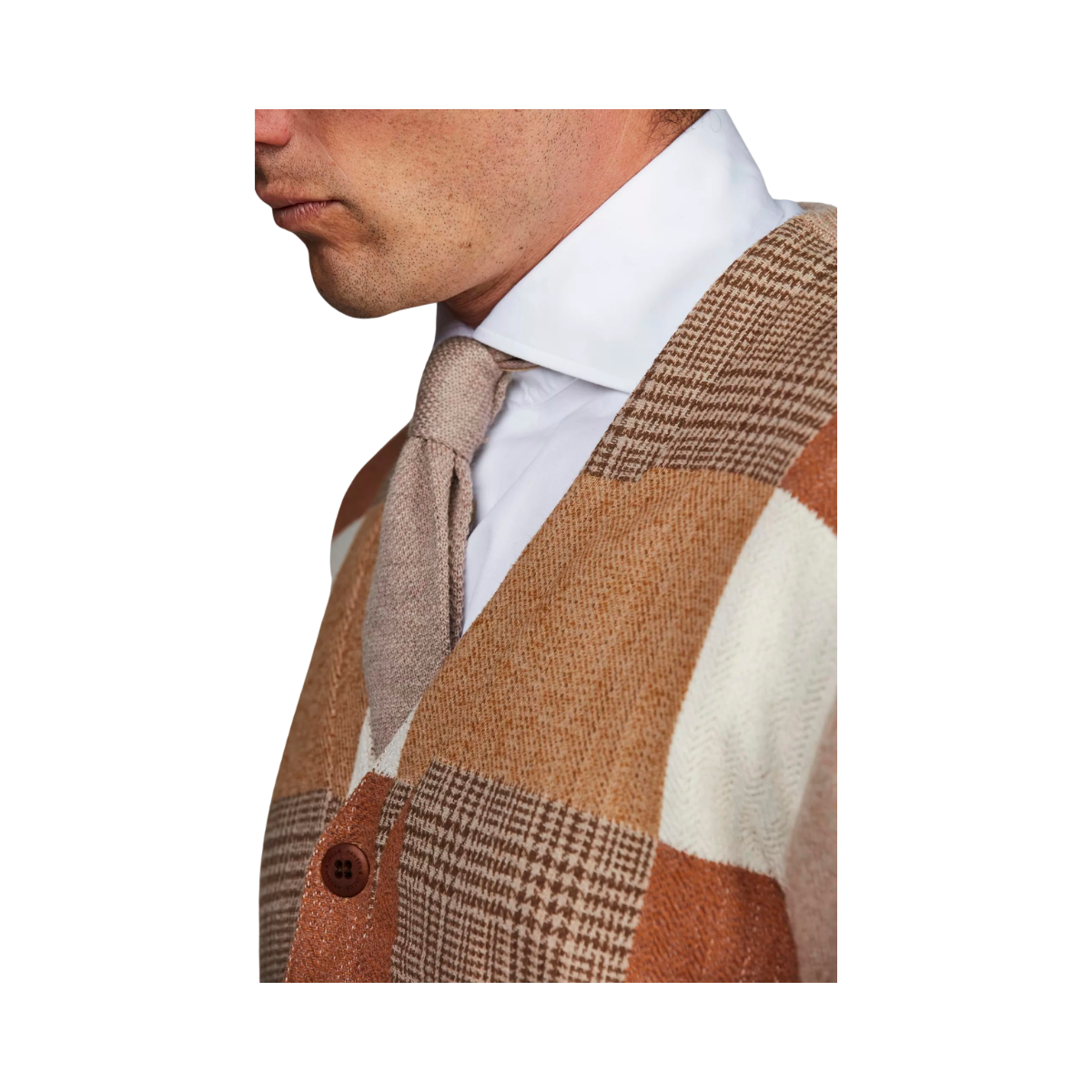 Woven Front Cardigan - 62 Dark Beige