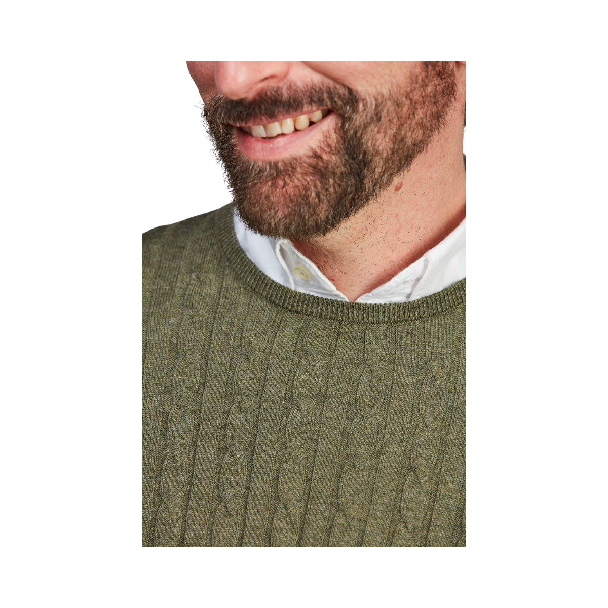 Crew Neck Cable Knit - Green