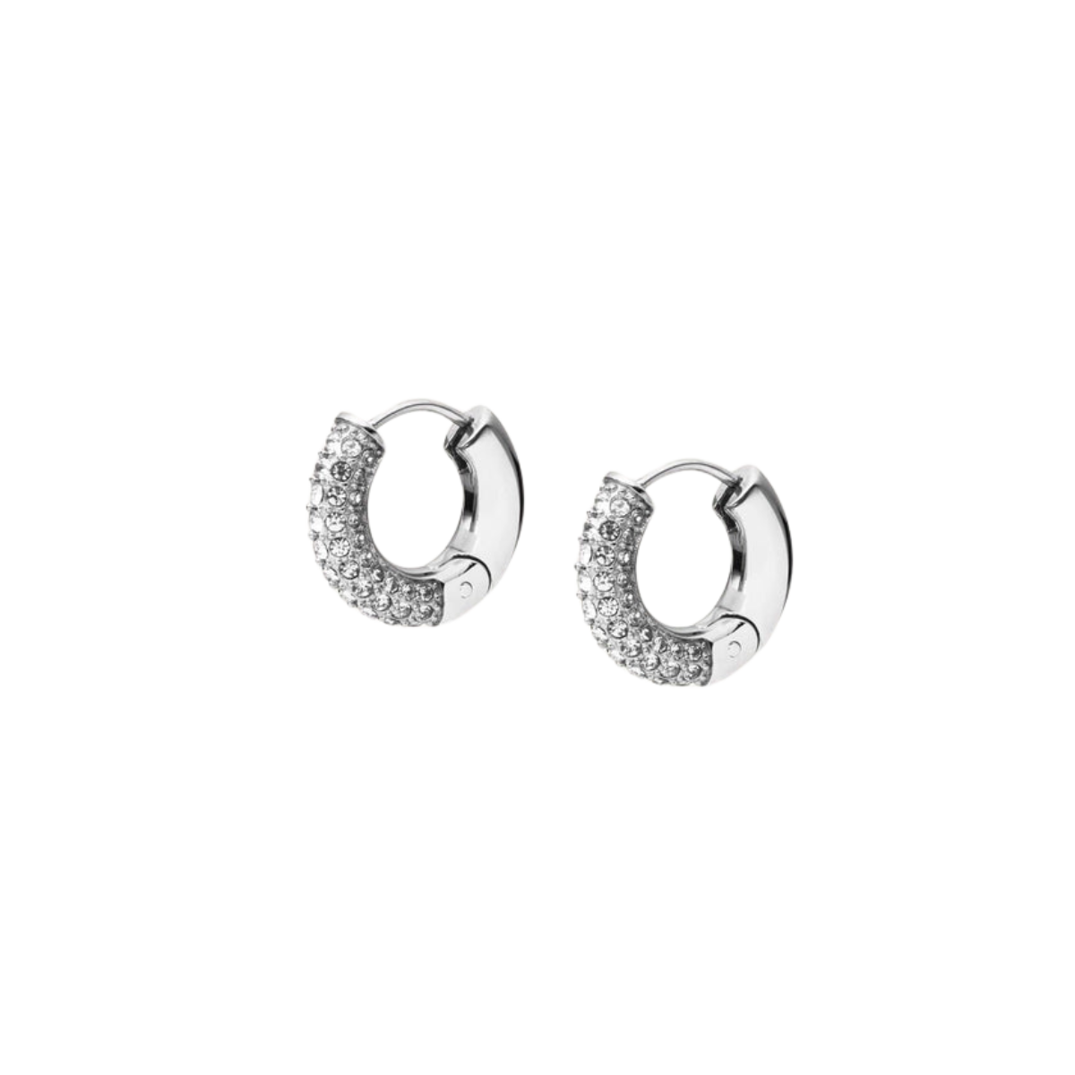 Pavé Everyday Medium Silver Hoops - Silver