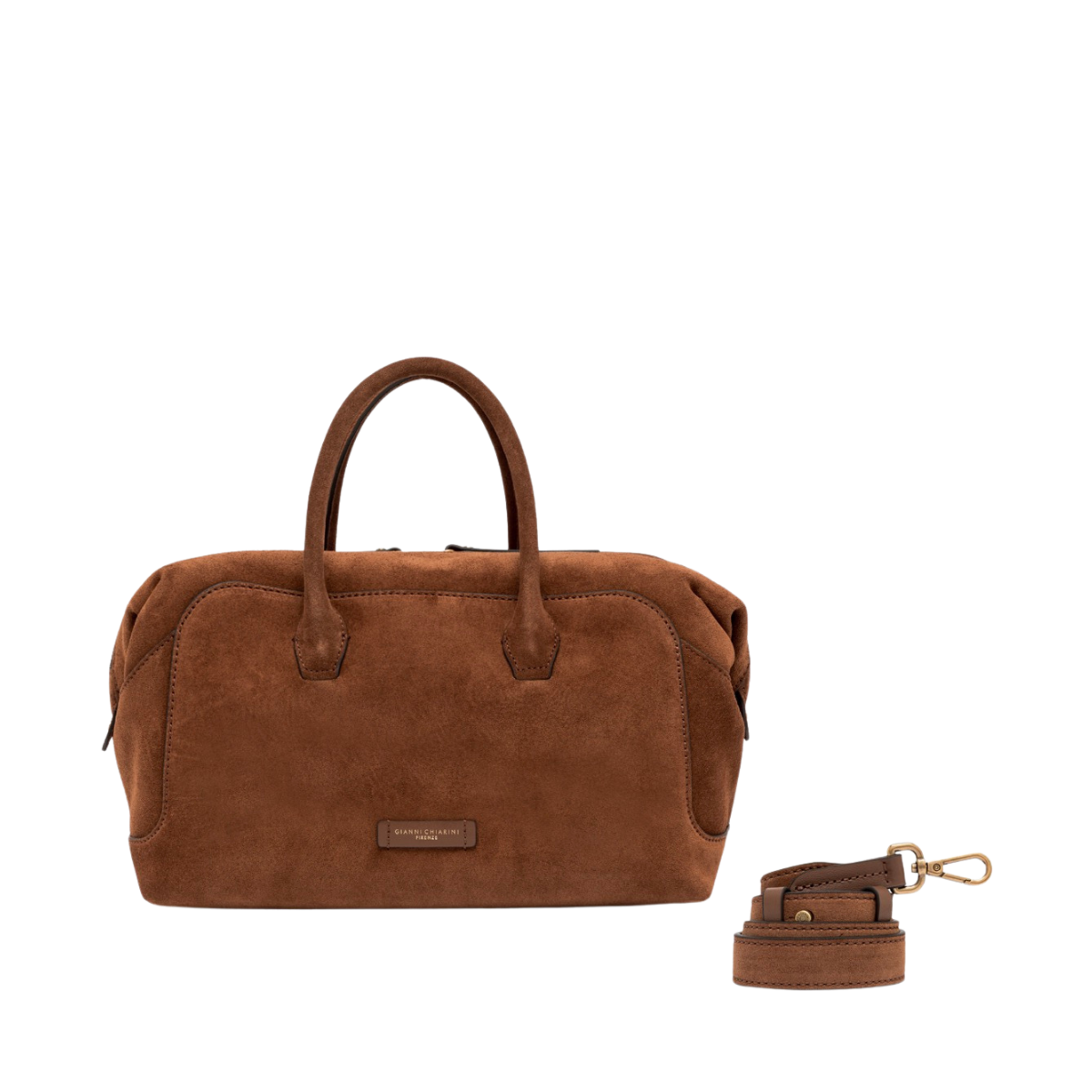 Gemma Suede Satchel Bag - Cognac