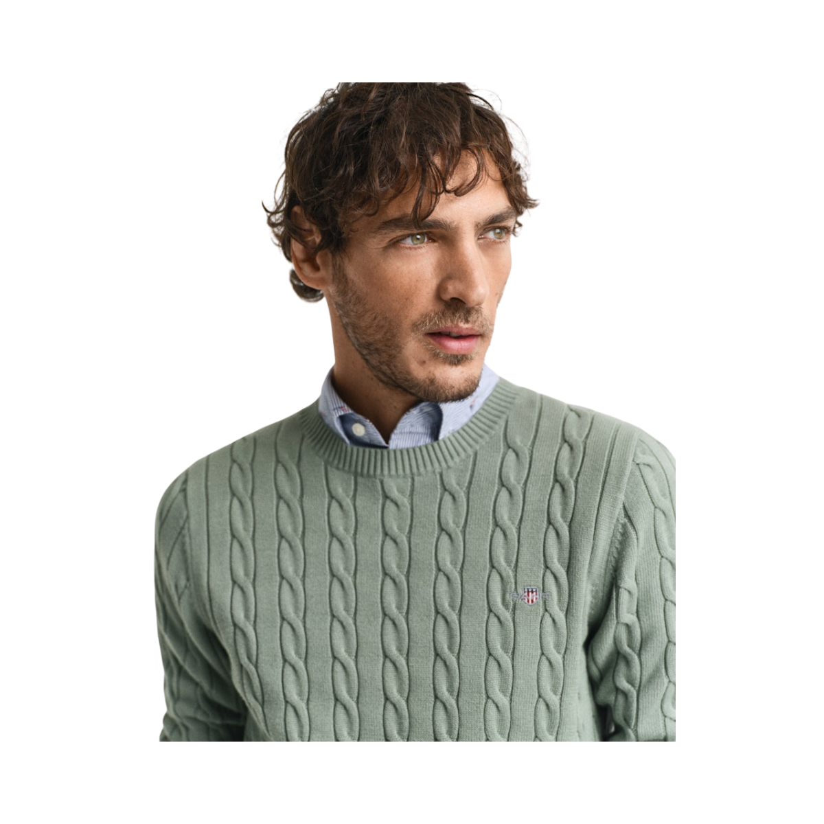 Cotton Cable C-Neck - Kalamata Green