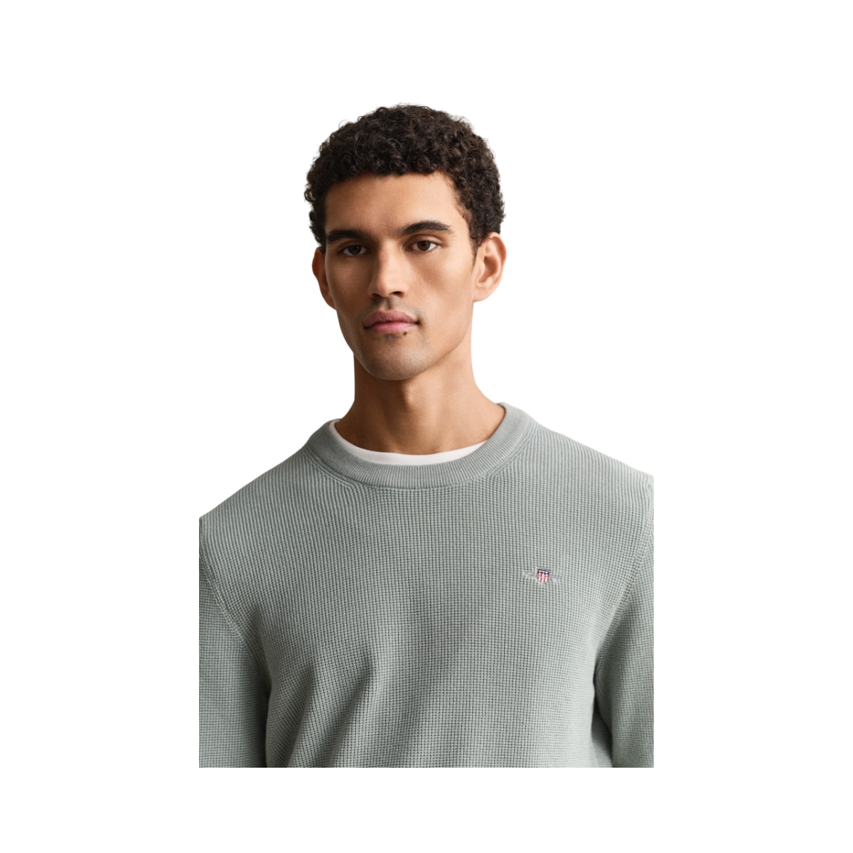 Micro Textured Cotton C-Neck - Ceramic Grey