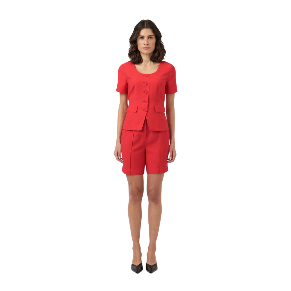 YASBirmo Short Sleeve Blazer - Poinsettia