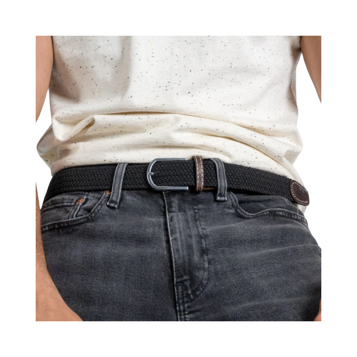 WOVEN ELASTIC BELT - Black Licorice