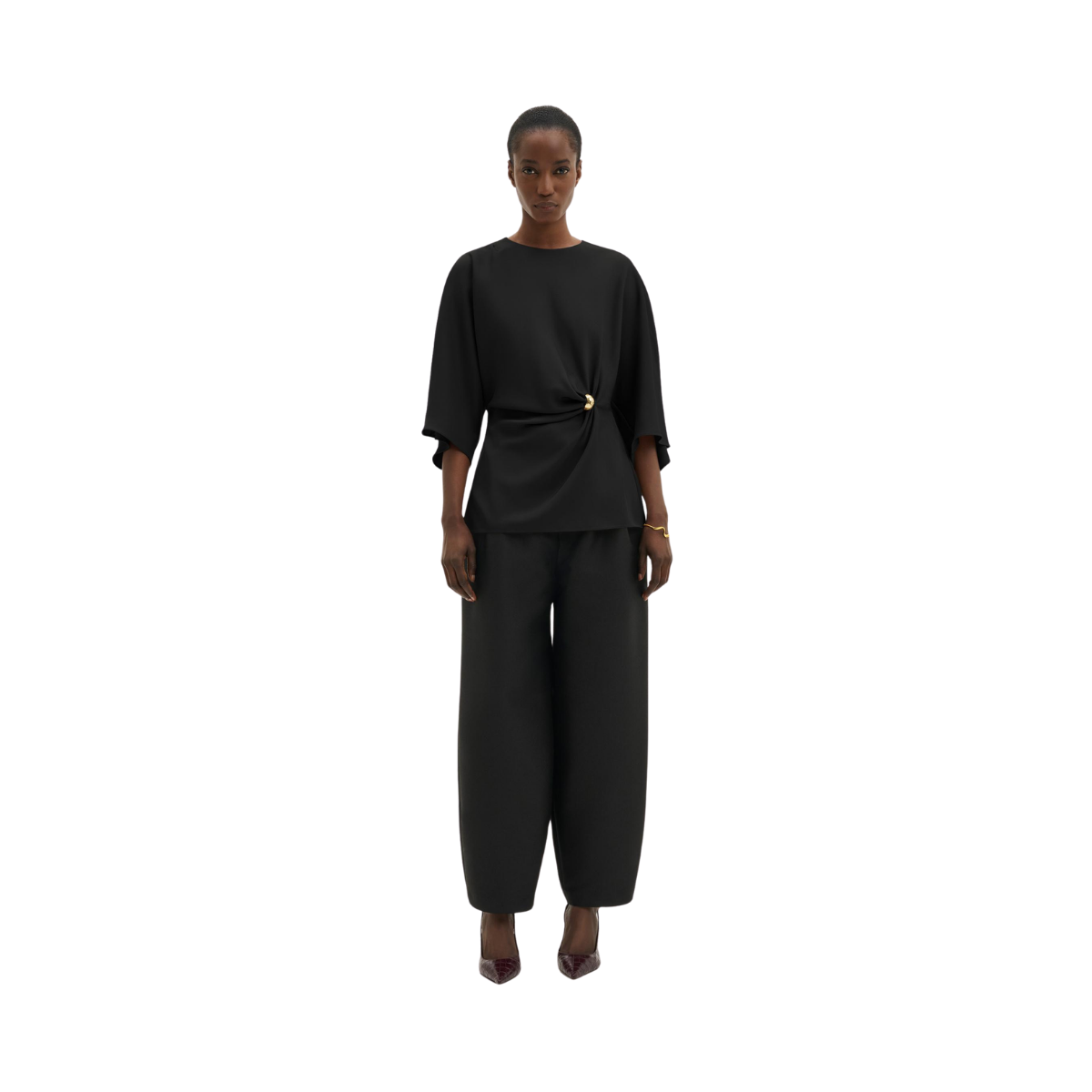Zilla Brooch Detailed Blouse - Black