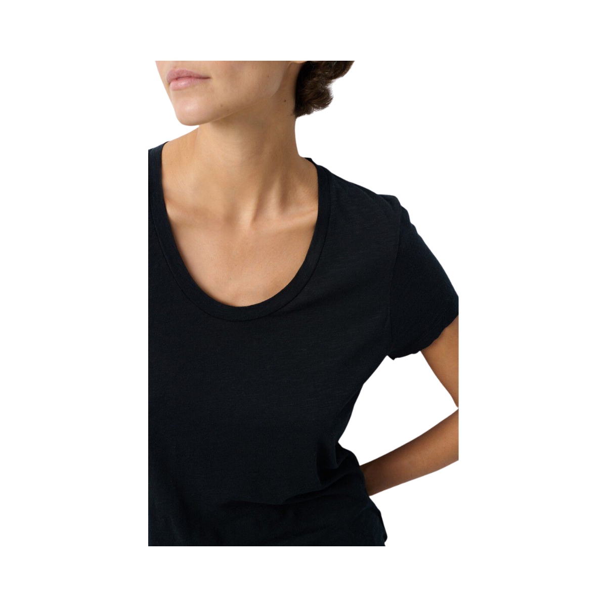 T-Shirt Droit Mc Col U - Noir