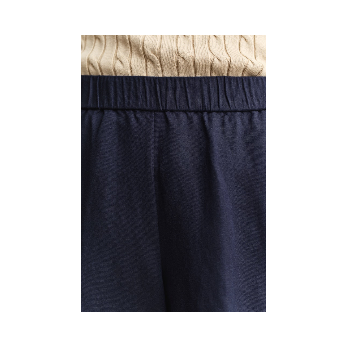 Linen Blend Pull On Shorts - 433 Evening Blue