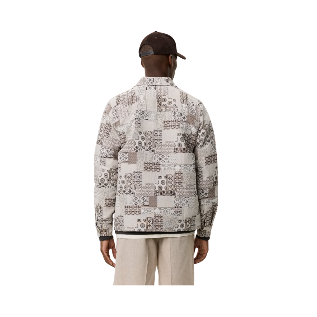 Layton Patchwork Jacquard Overshirt - Light Sand