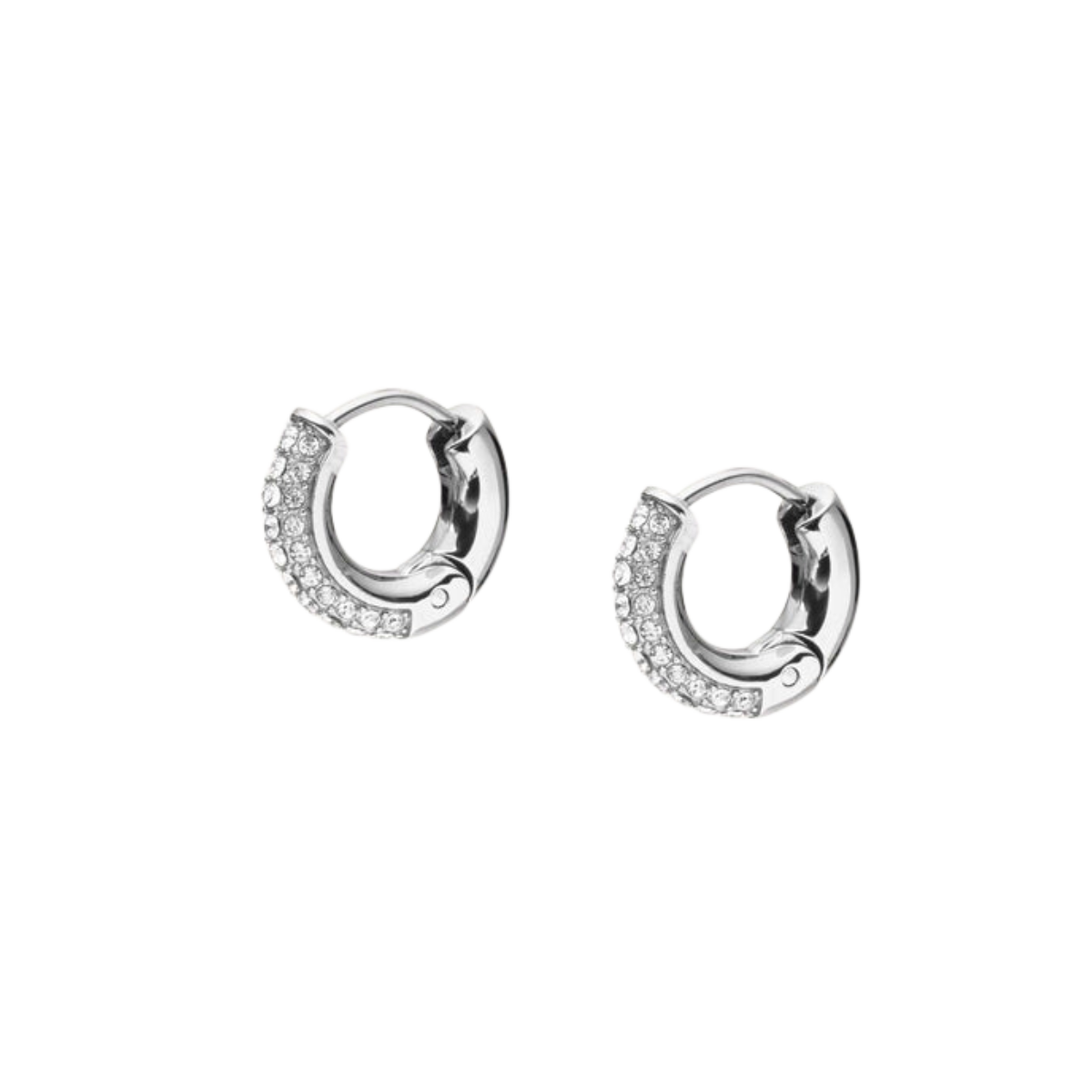 Pavé Everyday Small Silver Hoops - Silver