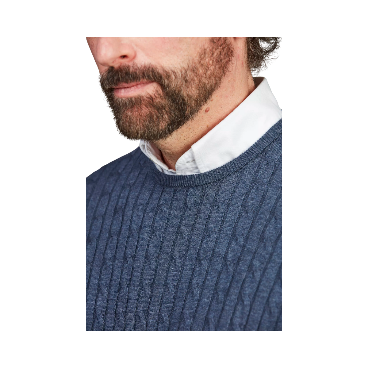 Crew Neck Cable Knit - Blue