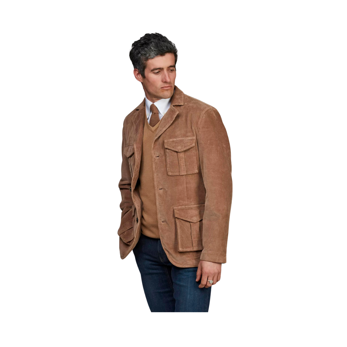 Duca Cord Safari Jacket - Dark Beige