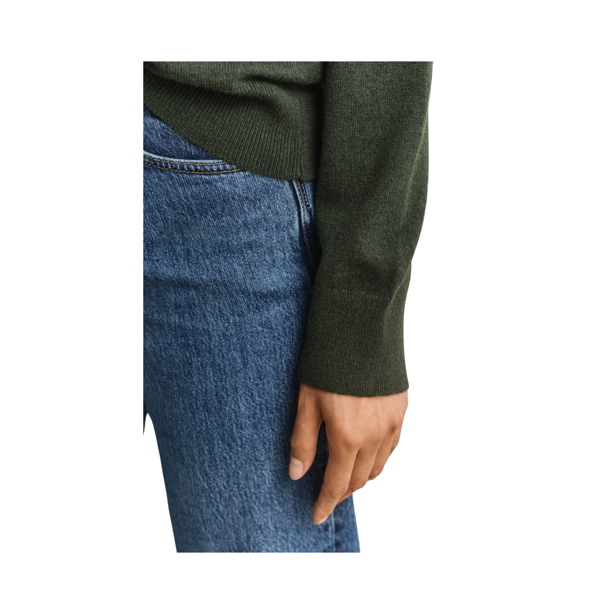 Superfine Lambswool C-Neck - Mossy Green