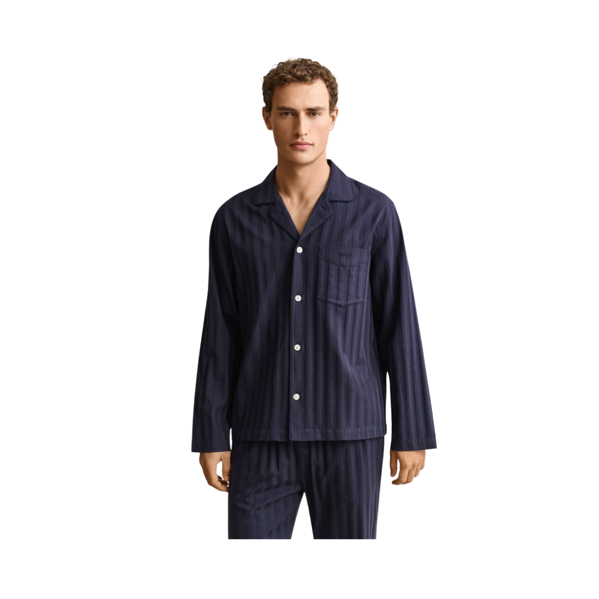 Sateen Striped Pyjama Set - Evening Blue