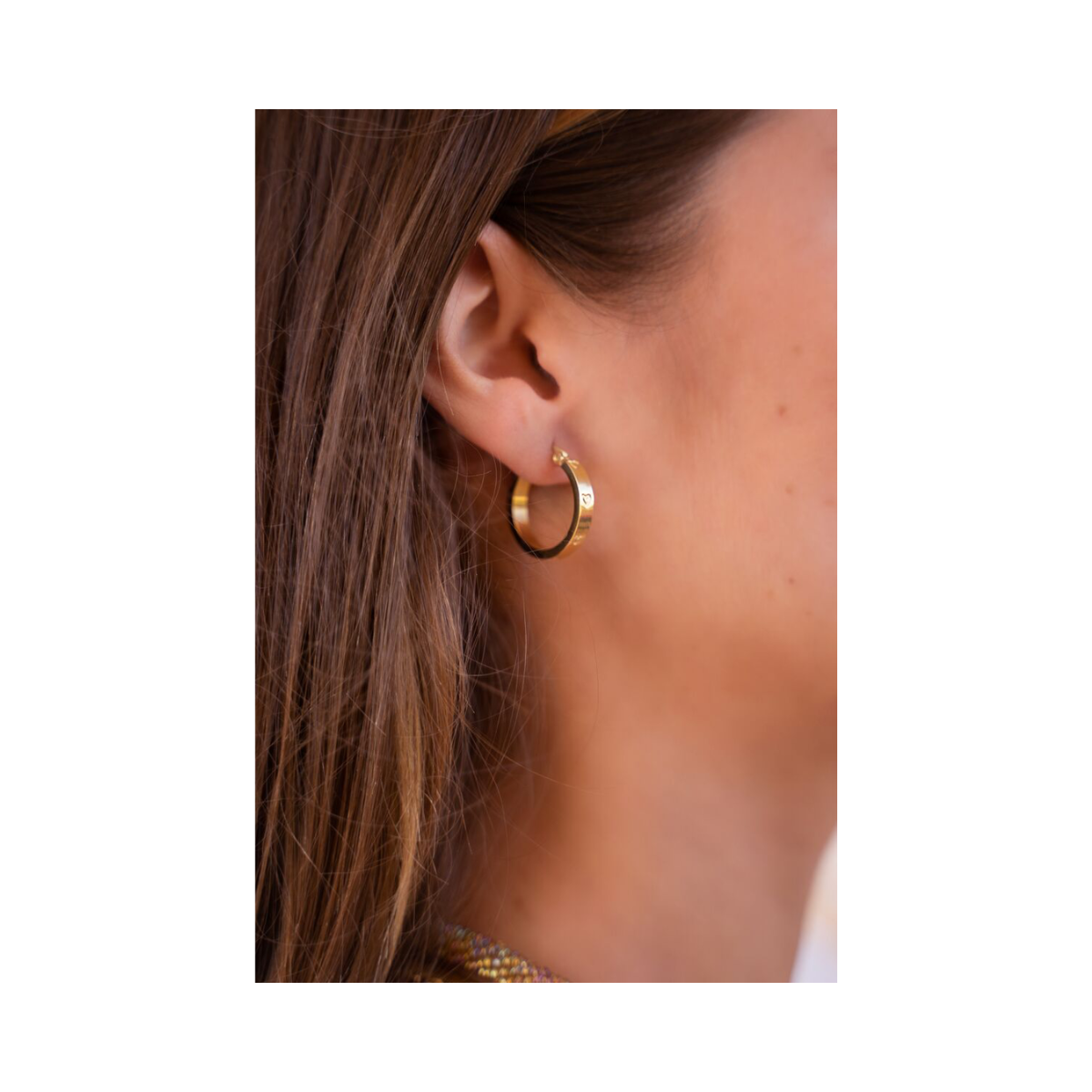 Earrings Engraved Hearts - Gold