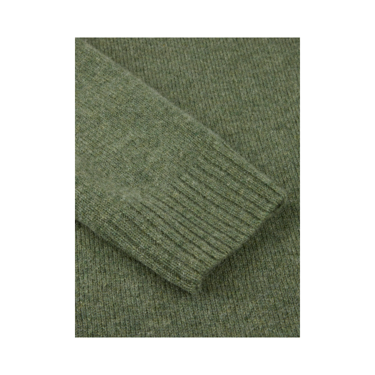 Sweater Knitted Crew Lambs Wool - Green