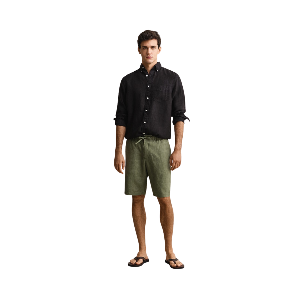 Reg Linen DS Shorts - Dry Herb Green