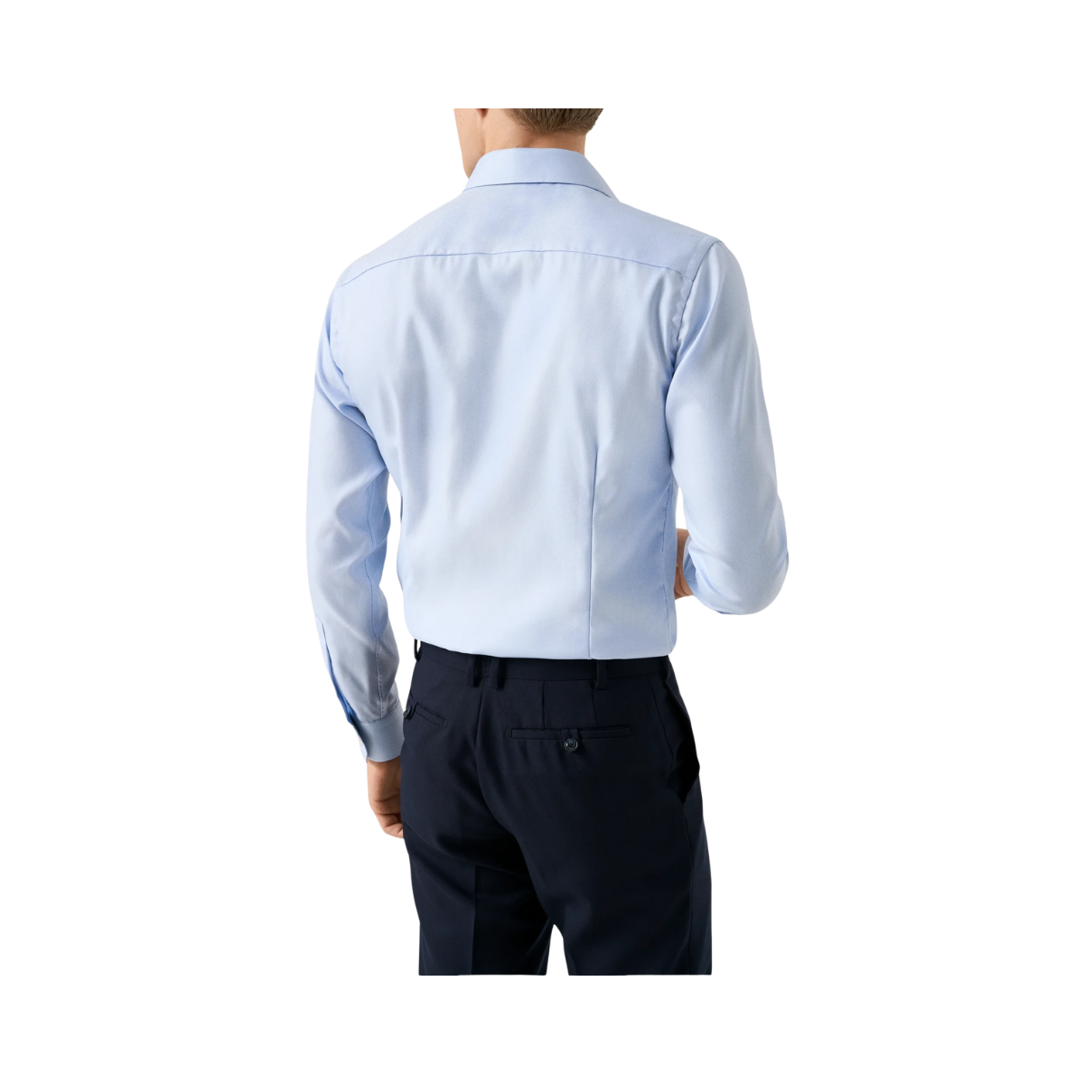 Geometric Effect Textured Twill Shirt - Light Blue