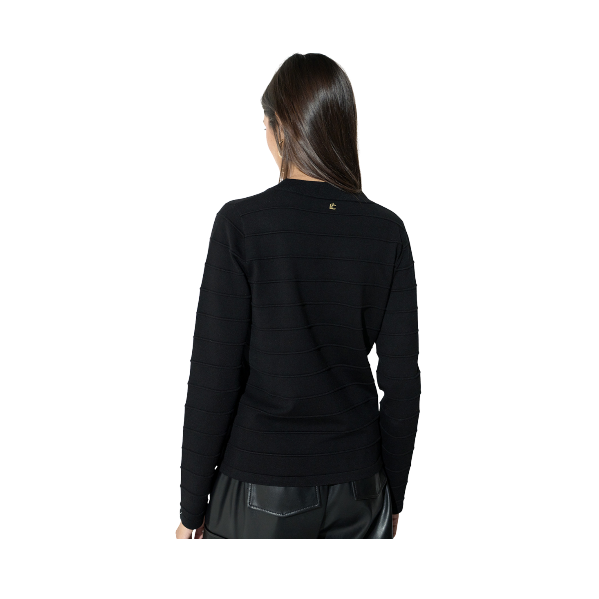 Transparent Yoke Sweater - Black