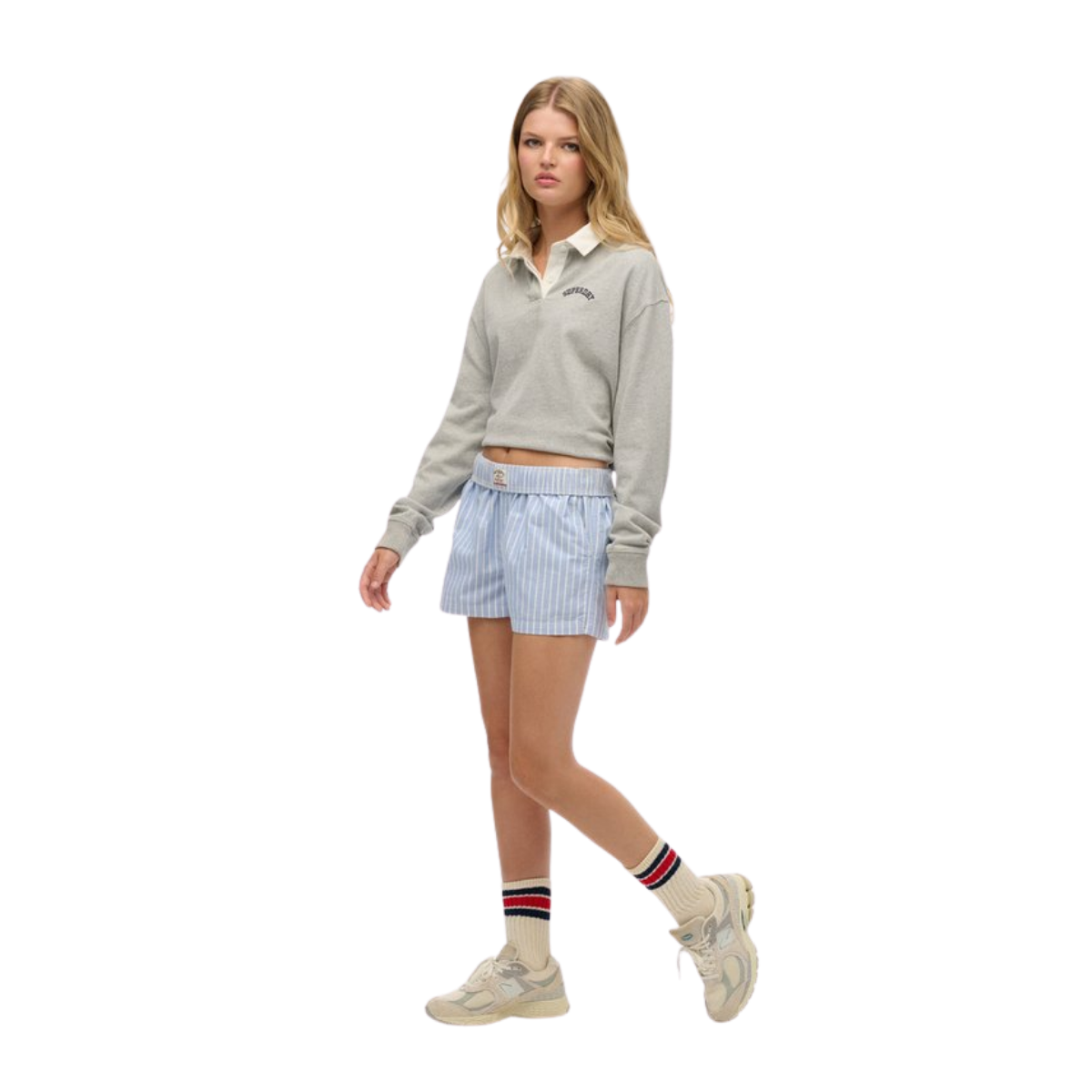 Cotton Stripe Elastic Short - D9J Broker Blue Stripe