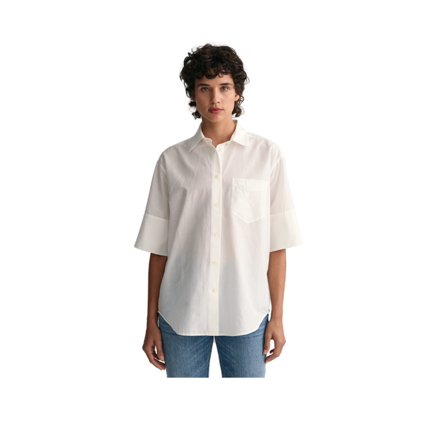 RELAXED SS COT SILK SHIRT - White