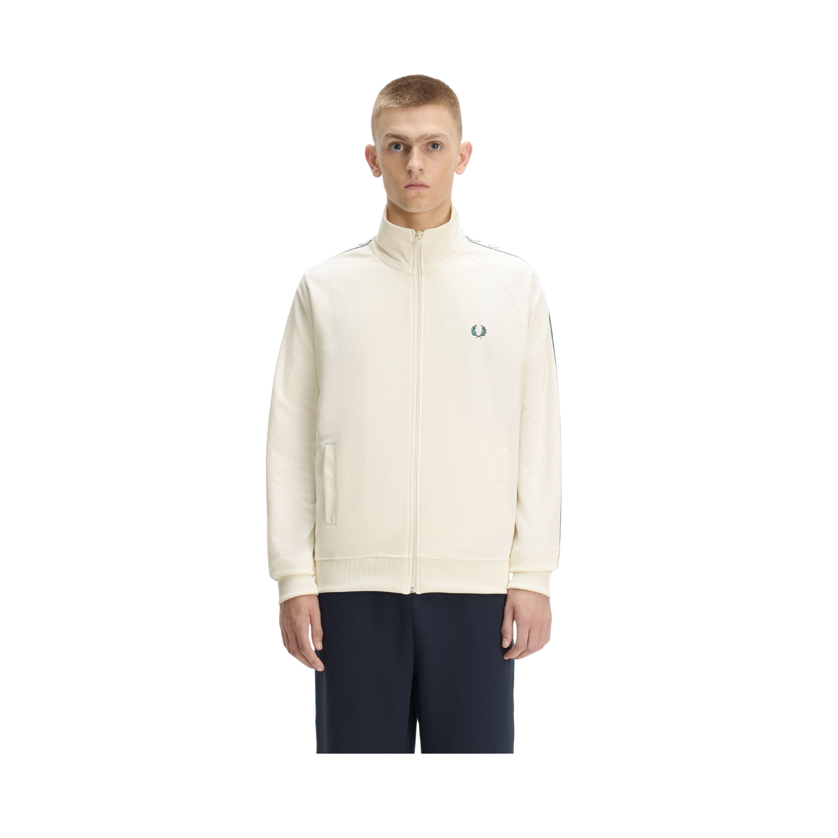 Contrast Tape Track Jacket - Ecru