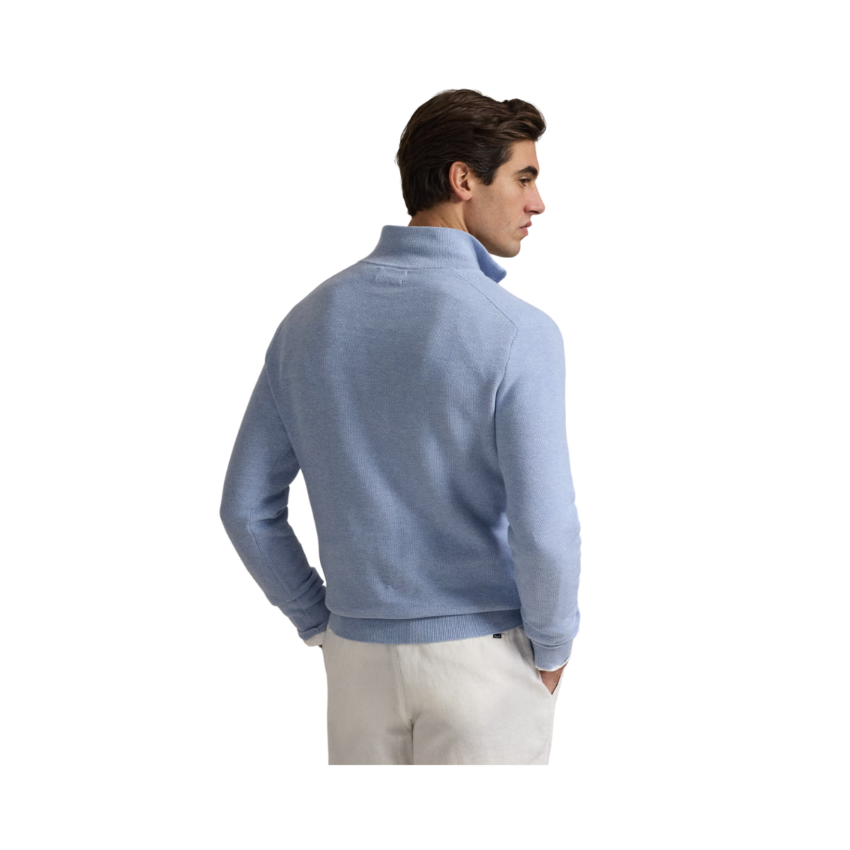 Knit Cotton Quarter-Zip Sweater - Blue Hyacinth Hthr