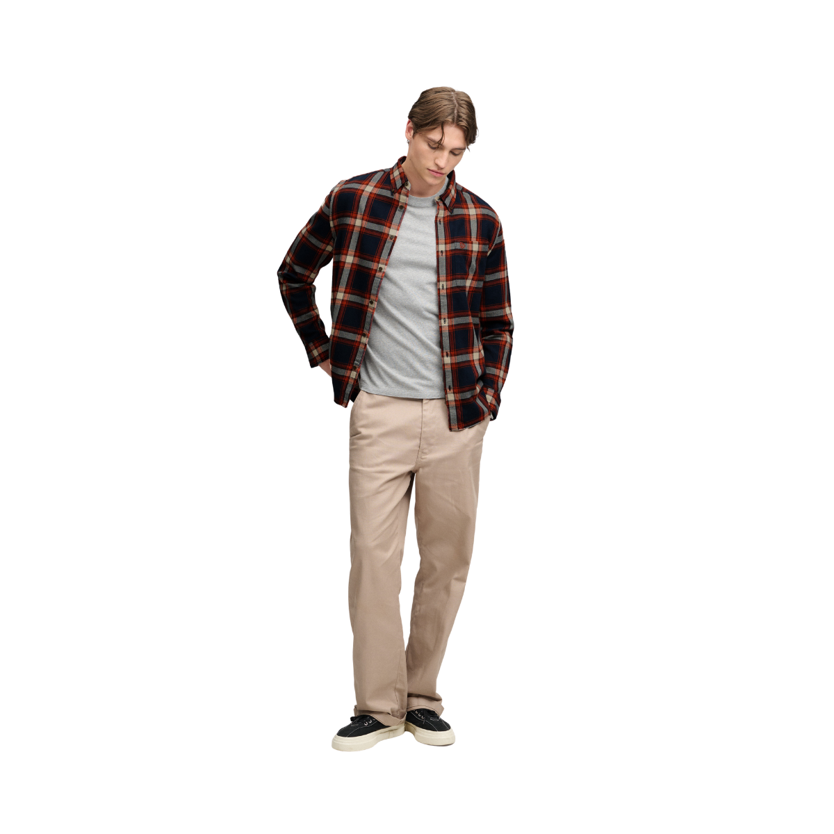 L/S Cotton Lumberjack Shirt - Worker Check Navy