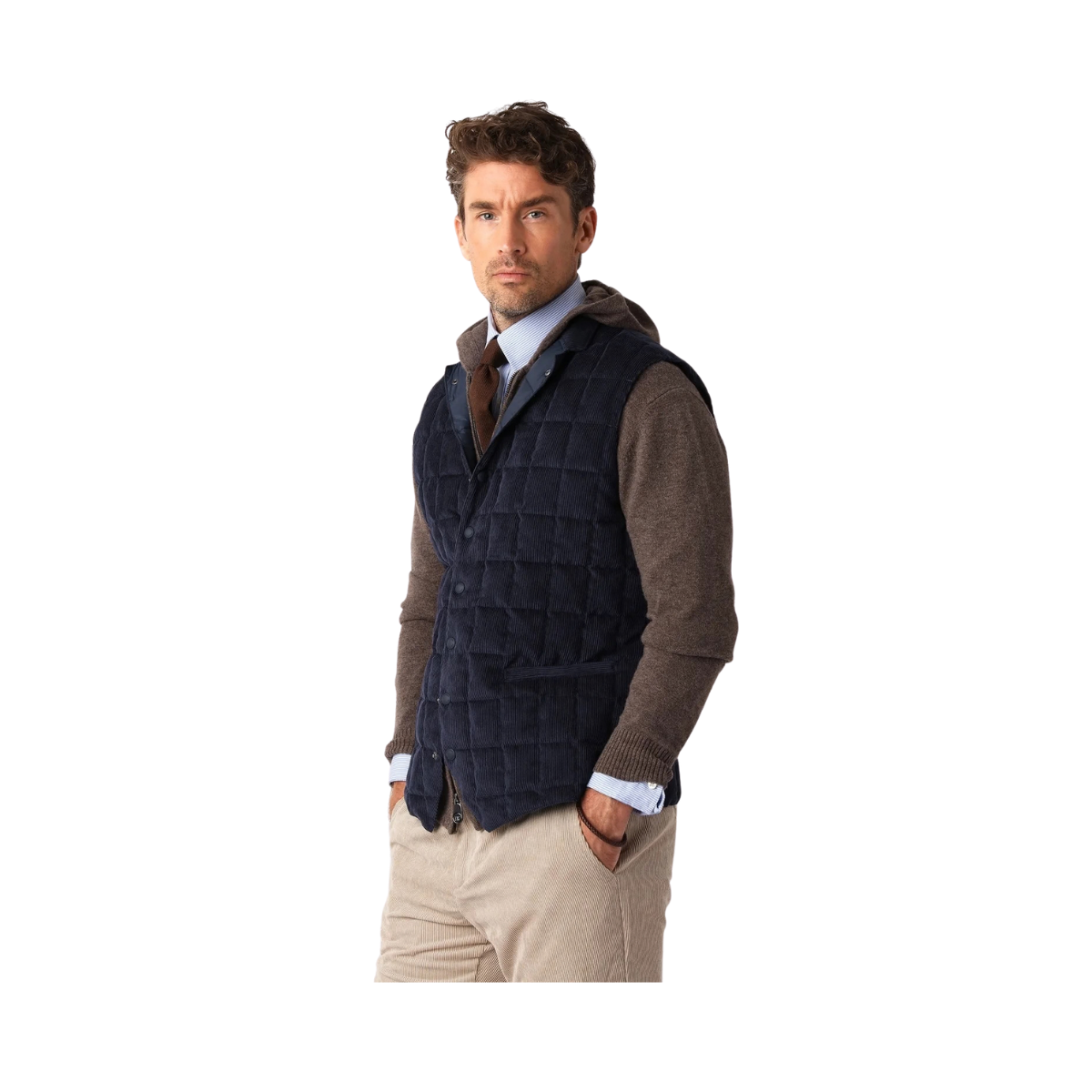 Tech Cord Vest - Navy