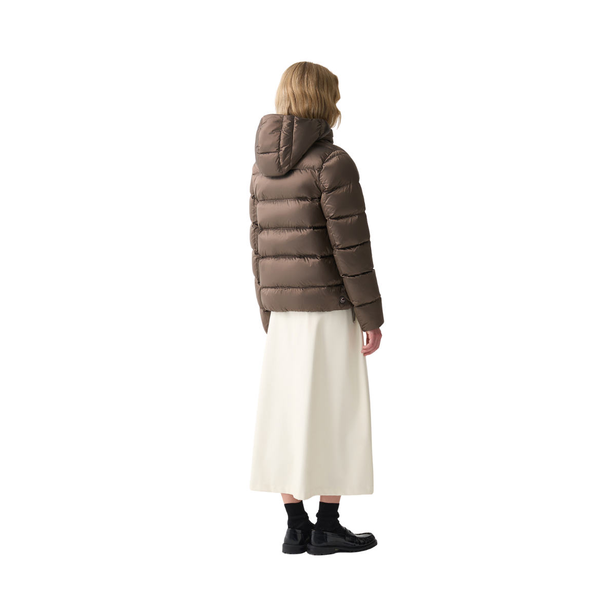 Ladies Down Jacket with Detachable Hood - Dark Yam