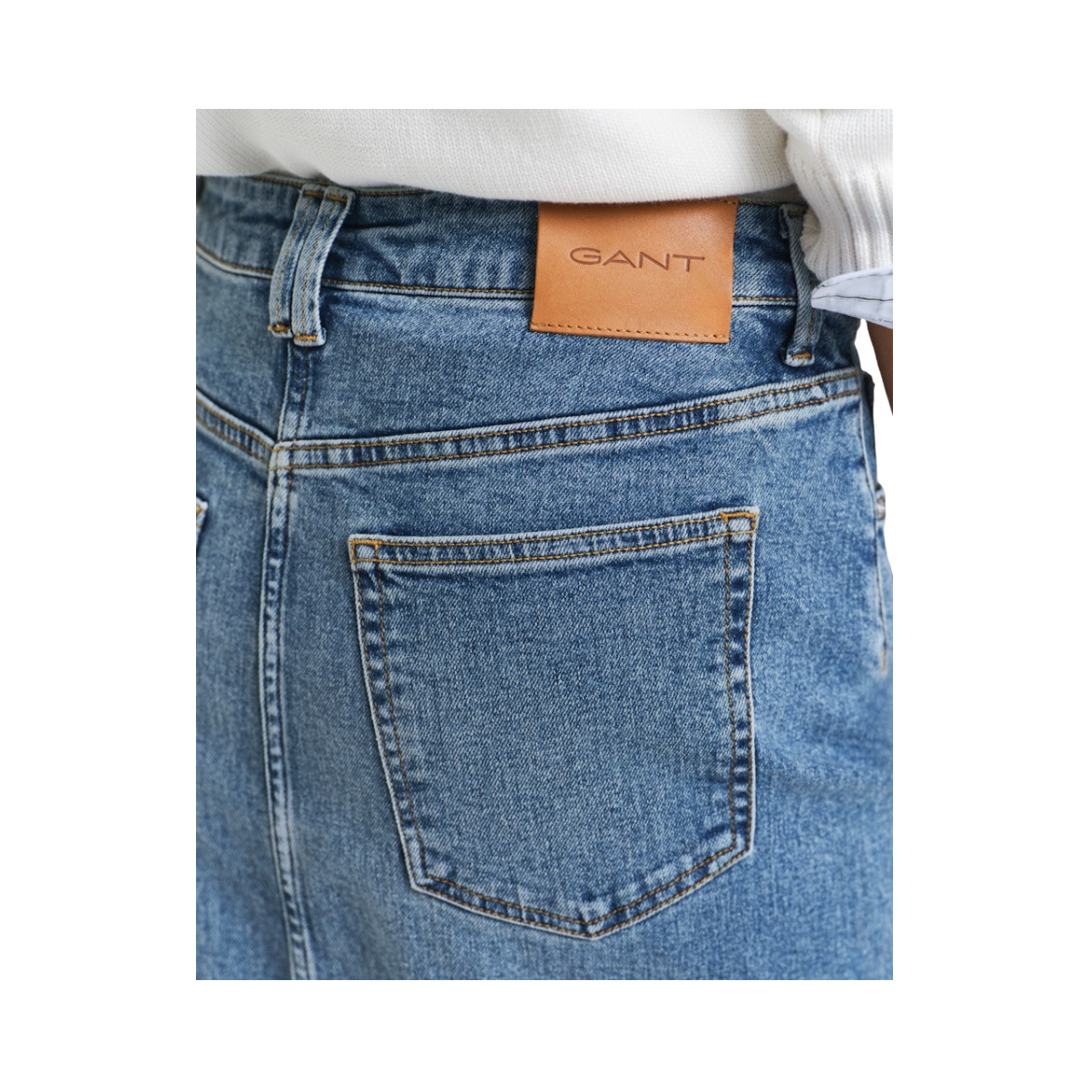 MIDI DENIM SKIRT - Mid Blue/Broken In
