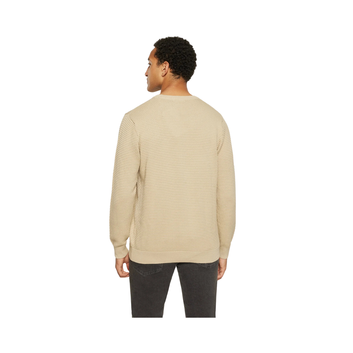 Vagn Reg Bubble Knit Crew Neck - Beige