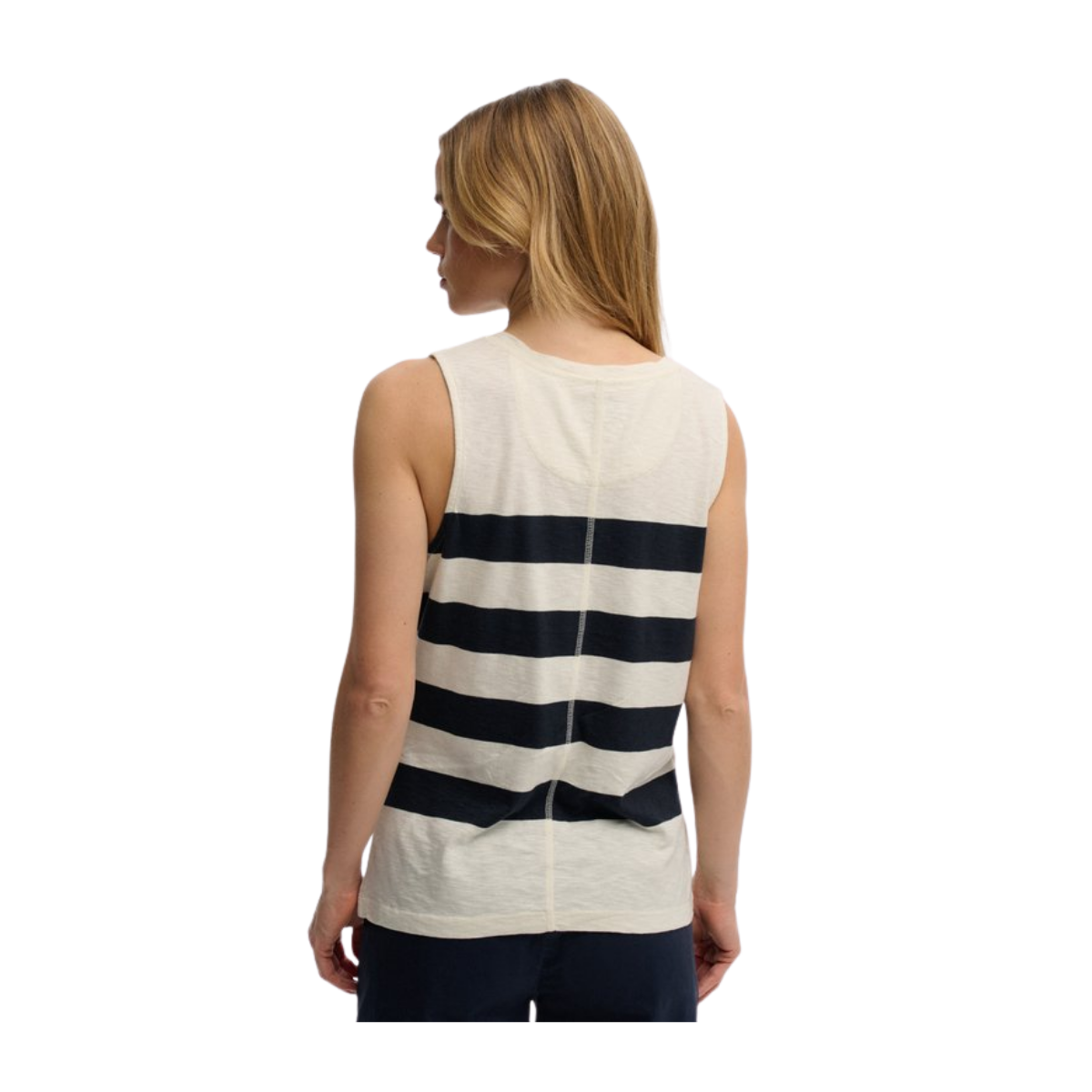 Studios Vee Neck Vest - Off White/Navy Wide Stripe
