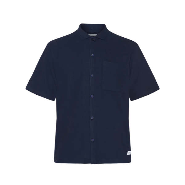 Box Fit Short Sleeve Cotton Jersey Shirt - Blue