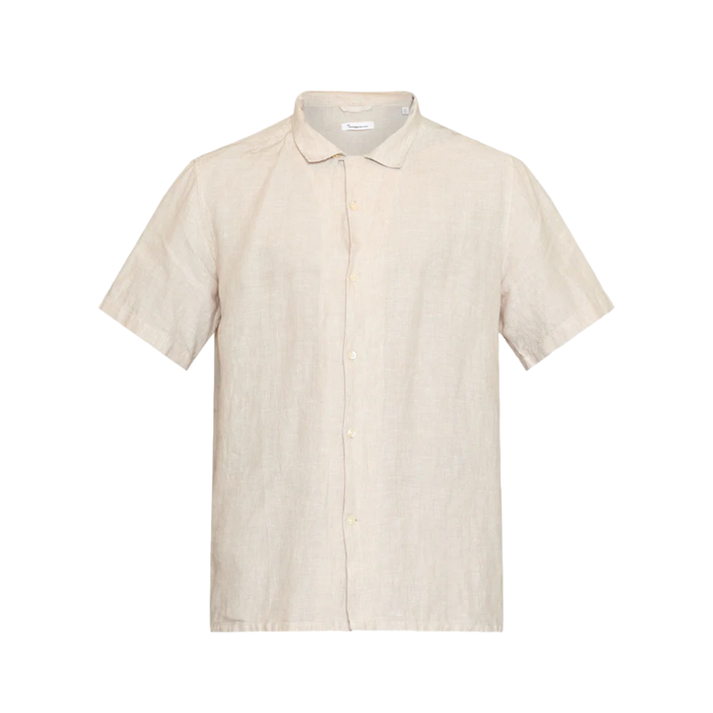 Box Short Sleeve Linen Shirt - Beige
