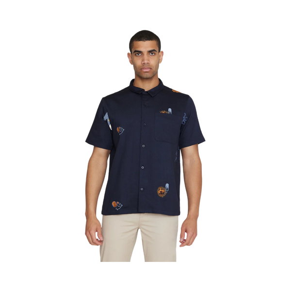 Box Fit SS Embroidery Shirt - Blue