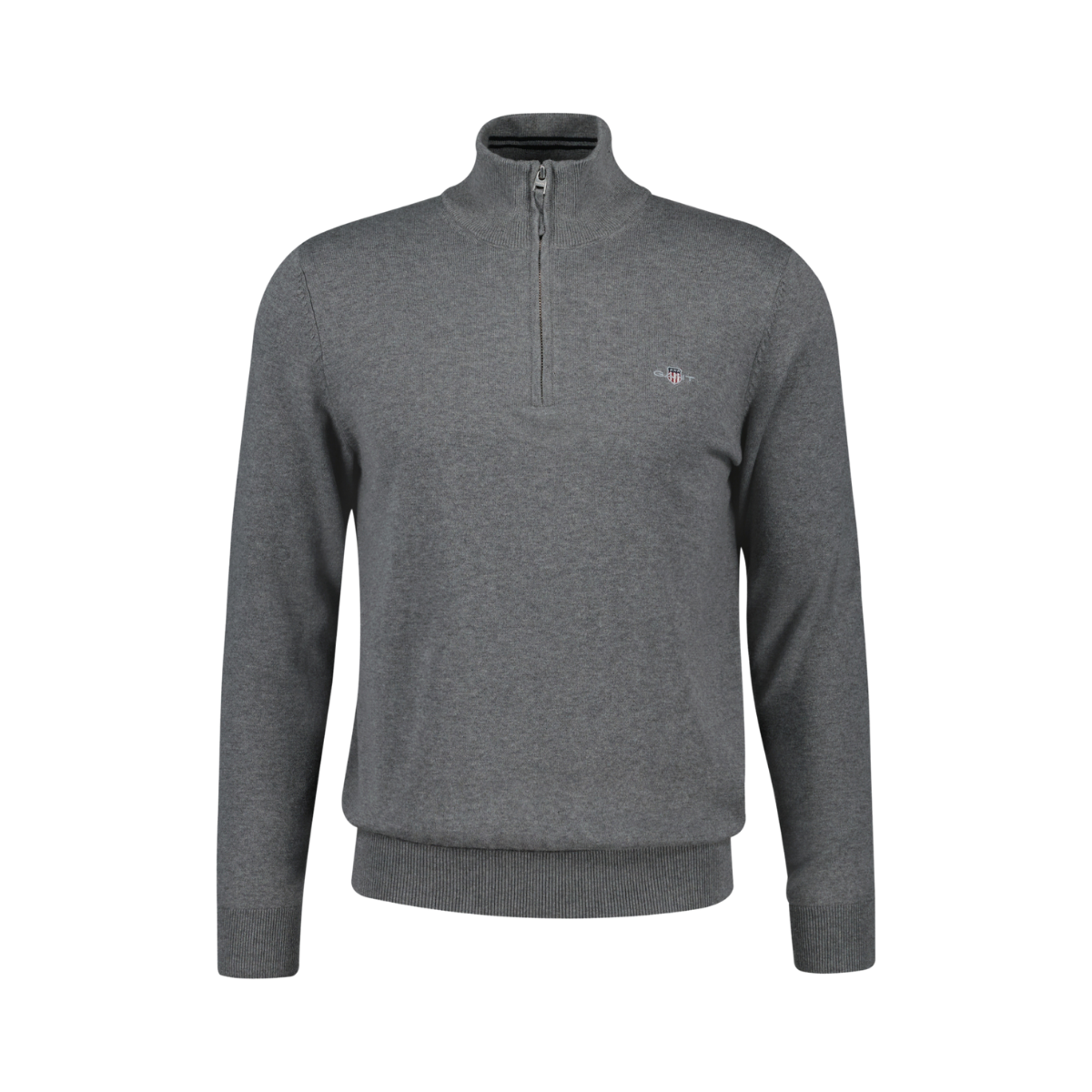 CLASSIC COTTON HALF ZIP - Dark Grey Melange