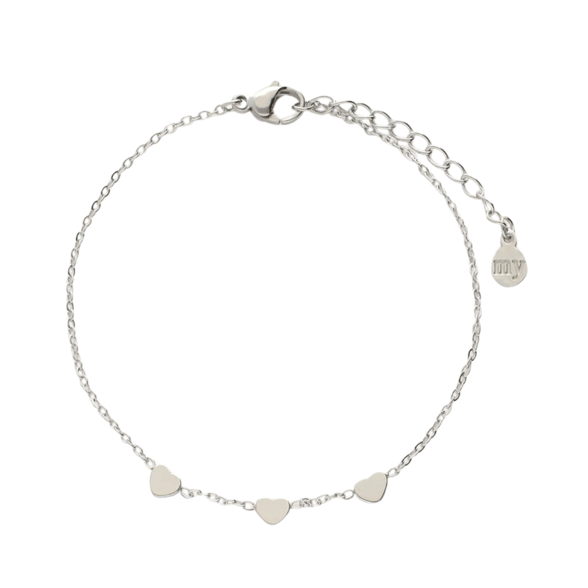 Bracelet With Three Hearts Graduation - Silver