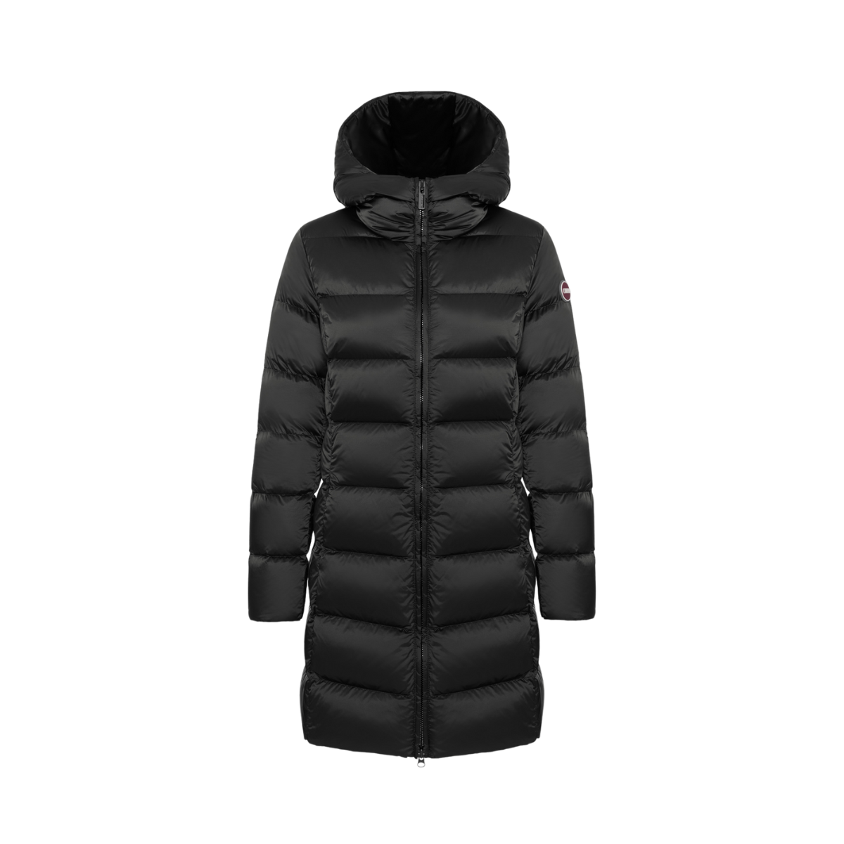 Ladies Long Down Jacket with Hood - Black