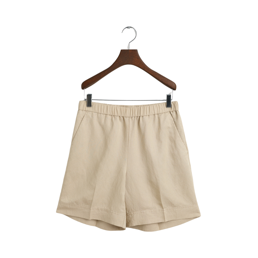 Relaxed Linen Blend Pull On Shorts - Beige