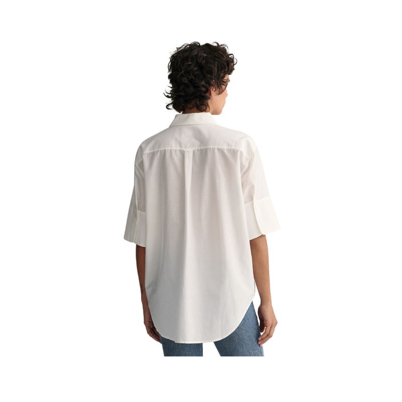 RELAXED SS COT SILK SHIRT - White
