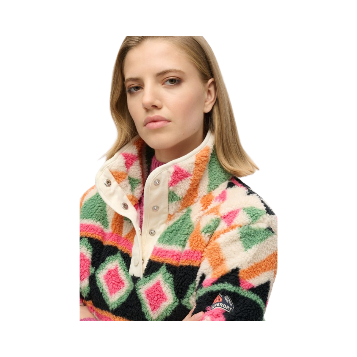 Super Soft Printed Half Zip - F9S Cream Terry Print