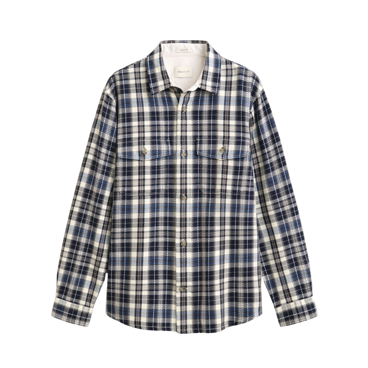 Twill Check Overshirt - Evening Blue
