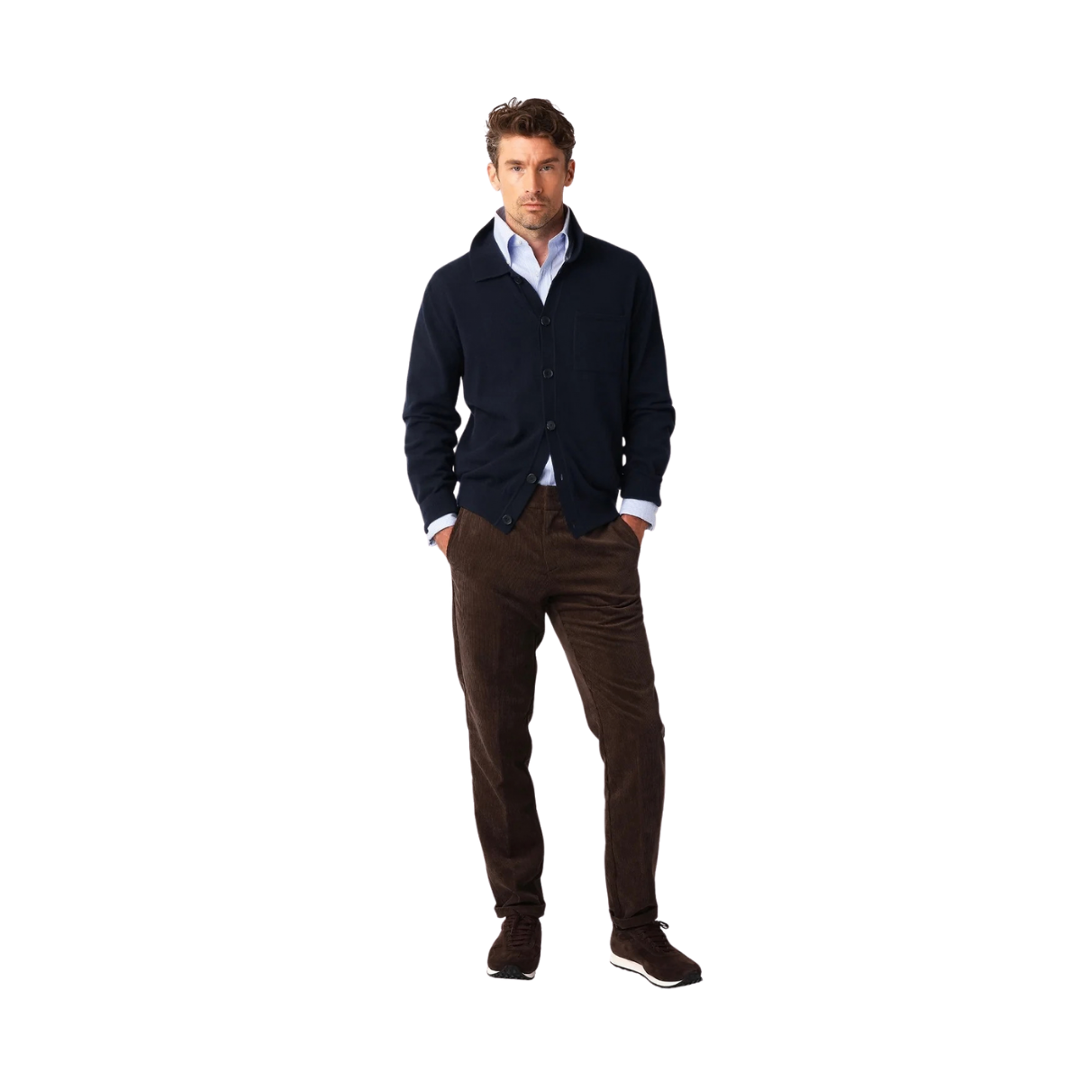 Cashmere Blend Cardigan - Navy
