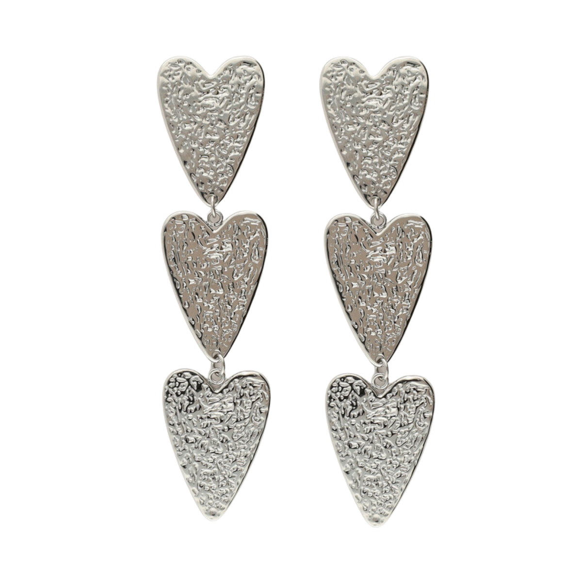 Earrings stmt 3 hearts - Silver