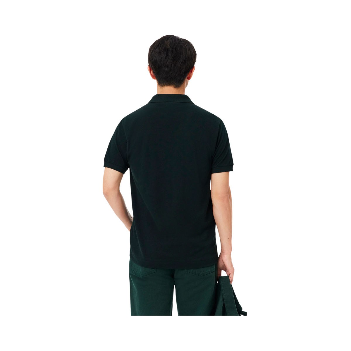 Short Sleeved Ribbed Coll - Dark green