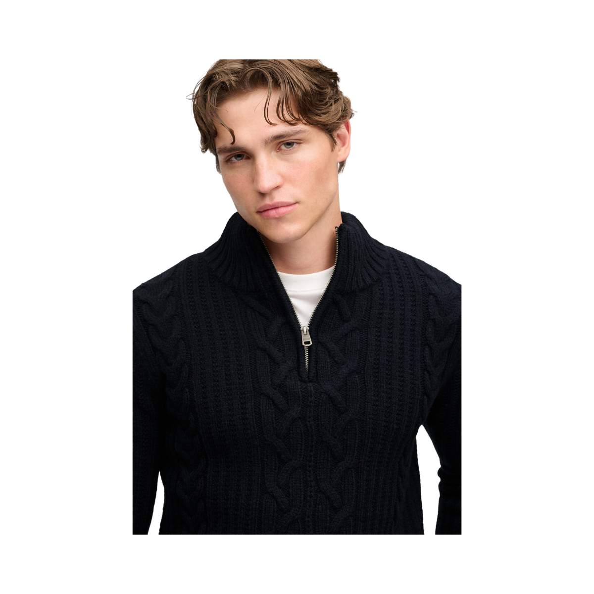 Jacob Cable Half Zip Knit - Eclipse Navy